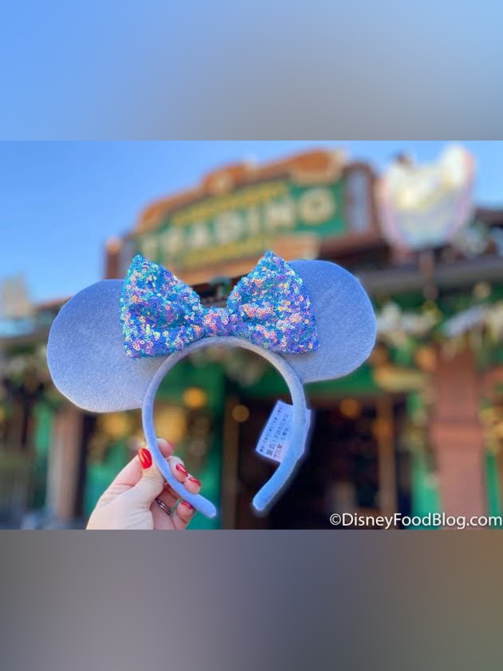 Disney Minnie Ears Headband in Cornflower Blue Iridescent Bow